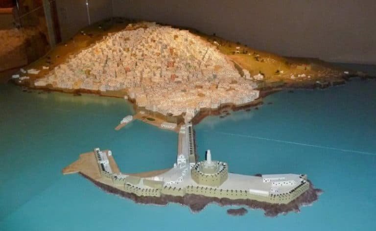 Algiers modelled as it stood in 1830, the medina still complete between citadel and sea.